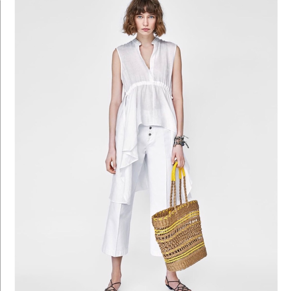 Zara white asymmetrical tunic size XS